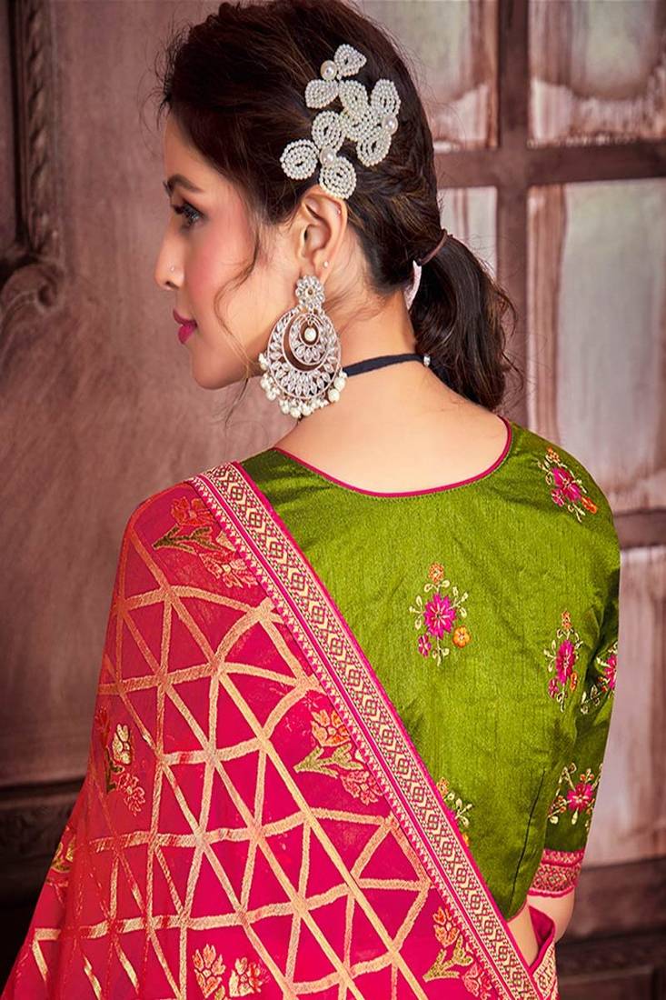 Red Brasso Printed Saree With Blouse