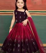 Girls Party Wear Embellished Readymade Lehenga, Choli and Dupatta Set