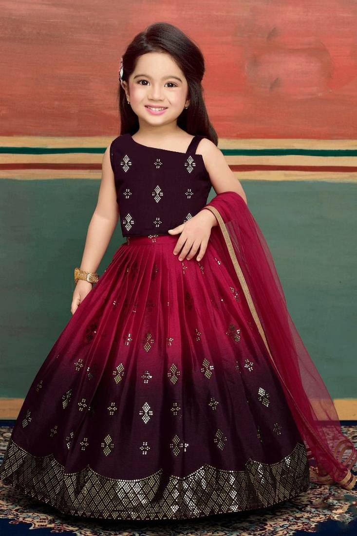 Girls Party Wear Embellished Readymade Lehenga, Choli and Dupatta Set