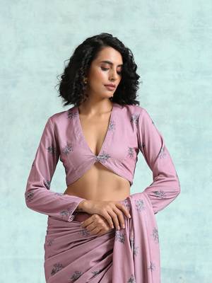 Light Mauve Printed Velvet Blouse 1