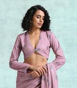 Light Mauve Printed Velvet Blouse