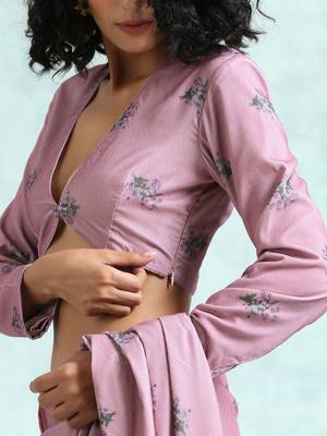 Light Mauve Printed Velvet Blouse 3