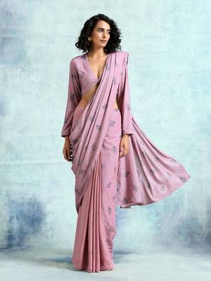 Light Mauve Printed Velvet Blouse 5