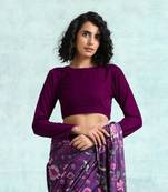 Wine Velvet With Print Detail Blouse