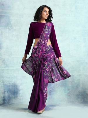 Wine Velvet With Print Detail Blouse 4