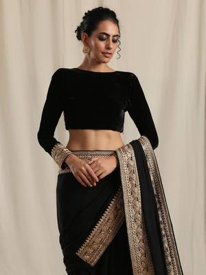 Black Velvet Embroidered Lace Blouse 1
