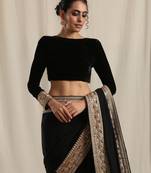 Black Velvet Embroidered Lace Blouse