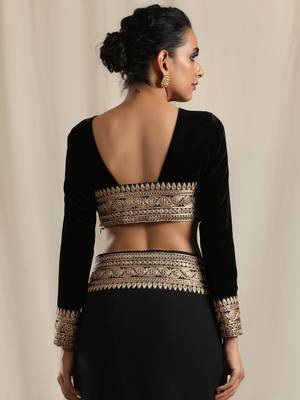 Black Velvet Embroidered Lace Blouse 3