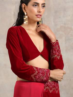 Red Velvet Embroidered Blouse 3