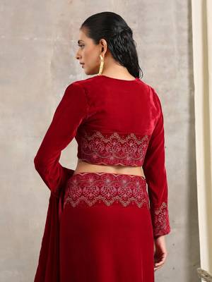 Red Velvet Embroidered Blouse 4