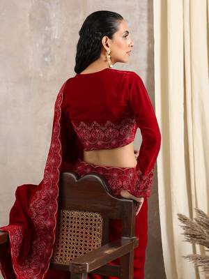 Red Velvet Embroidered Blouse 5