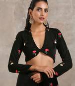 Black Velvet Embroidered Blouse