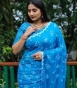 SKY-BLUE BANDHANI SILK SAREE
