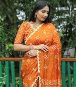 ORANGE BANDHANI SILK SAREE