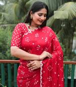RED BANDHANI SILK SAREE