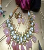 Pink agate necklace-sets