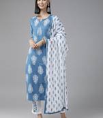 Blue printed rayon ethnic-kurtis