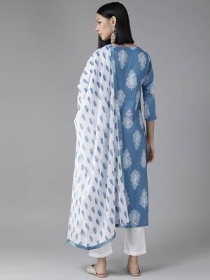 Blue printed rayon ethnic-kurtis 3