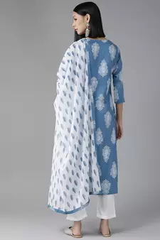 Blue printed rayon ethnic-kurtis