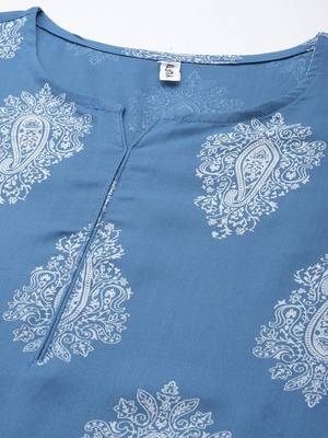 Blue printed rayon ethnic-kurtis 4