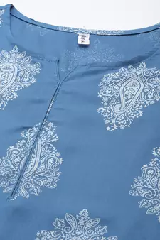 Blue printed rayon ethnic-kurtis