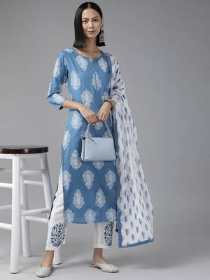 Blue printed rayon ethnic-kurtis 5