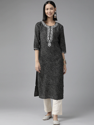 Black embroidered silk kurtas-and-kurtis 1