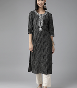 Black embroidered silk kurtas-and-kurtis