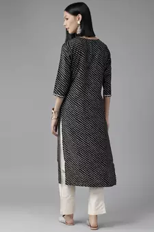 Black embroidered silk kurtas-and-kurtis