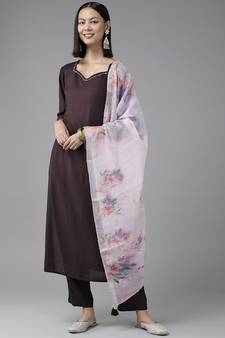 Purple embroidered rayon ethnic-kurtis