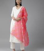 White printed cotton ethnic-kurtis