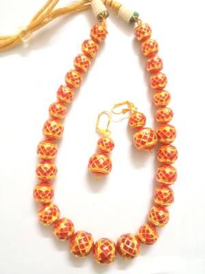 Runjhun Gold Plated Onyx Beads Designer Traditional Necklace 2
