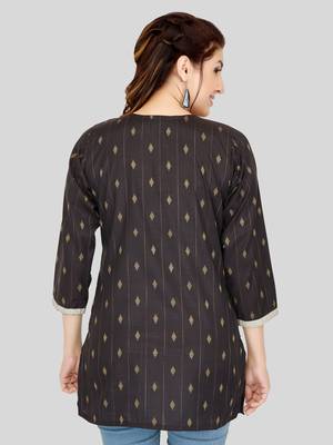 Black woven cotton silk short-kurtis 2