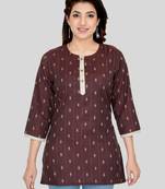 Coffee woven cotton silk short-kurtis