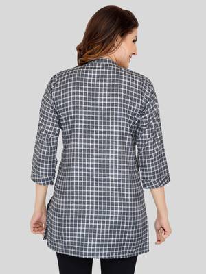 Black woven cotton silk short-kurtis 2