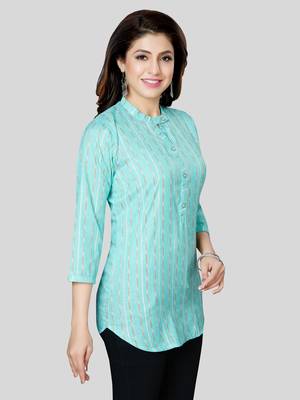 Green woven rayon short-kurtis 4