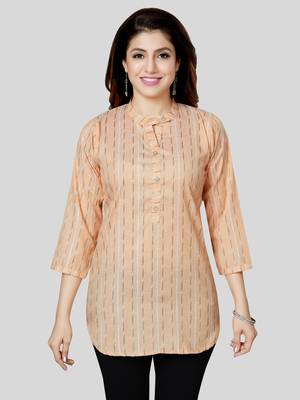Peach woven rayon short-kurtis 1