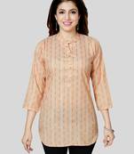 Peach woven rayon short-kurtis