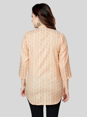 Peach woven rayon short-kurtis 2