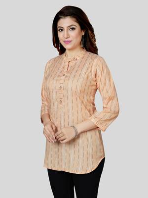 Peach woven rayon short-kurtis 3