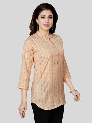 Peach woven rayon short-kurtis 4