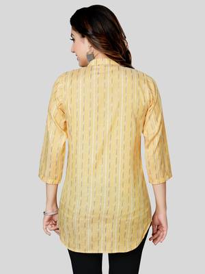 Yellow woven rayon short-kurtis 2