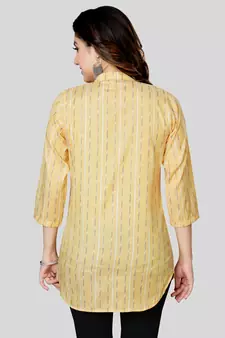 Yellow woven rayon short-kurtis