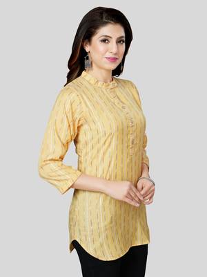 Yellow woven rayon short-kurtis 4