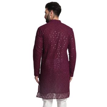 Maroon embroidered georgette men-kurtas 2