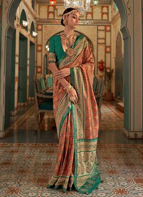 Beautifully Crafted Heavy Woven Designer Saree With Swarovski Work On Maroon Colour Patola Silk 1