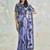 Shibori Print Lace Work Embroidered Work Ethnic purple Colour Saree On Satin Silk Crepe