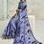 Shibori Print Lace Work Embroidered Work Ethnic purple Colour Saree On Satin Silk Crepe