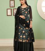 Ethnic Black Colour Georgette Dress With Heavy Embroidery