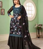 Fancy Black Colour Emboridery And Sequance Work Salwaar Suit